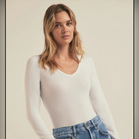 Favorite Daughter White Ribbed Bodysuit - Picture 1 of 4